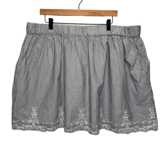 Addition Elle Pinstripe Aline Embroirdered Skirt Pockets Size 3X NWT - Picture 1 of 9